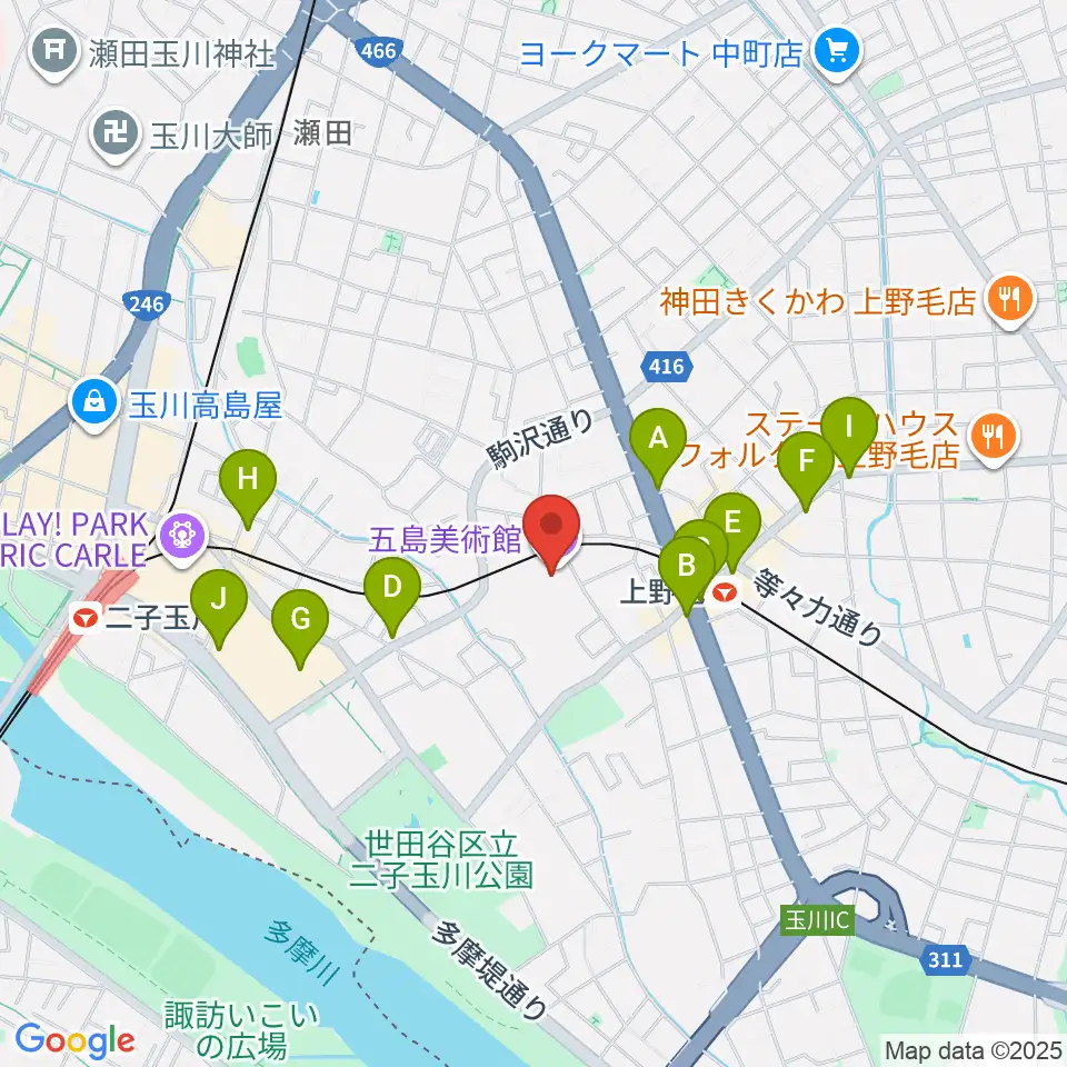 五島美術館周辺のコンビニエンスストア一覧地図