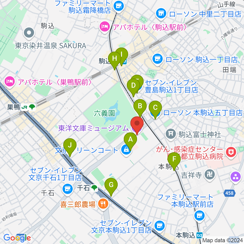 東洋文庫ミュージアム周辺のコンビニエンスストア一覧地図