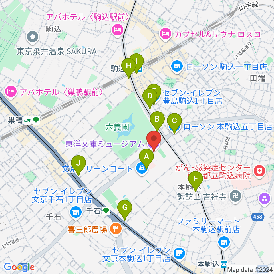 東洋文庫ミュージアム周辺のコンビニエンスストア一覧地図