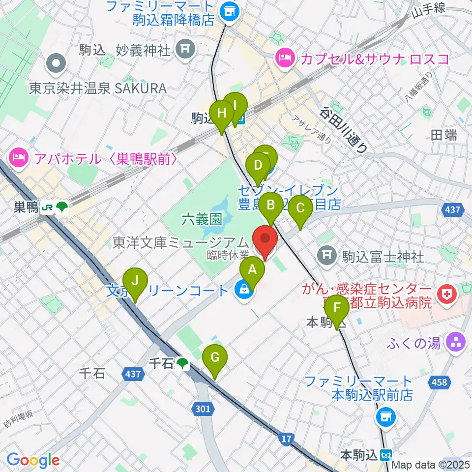 東洋文庫ミュージアム周辺のコンビニエンスストア一覧地図