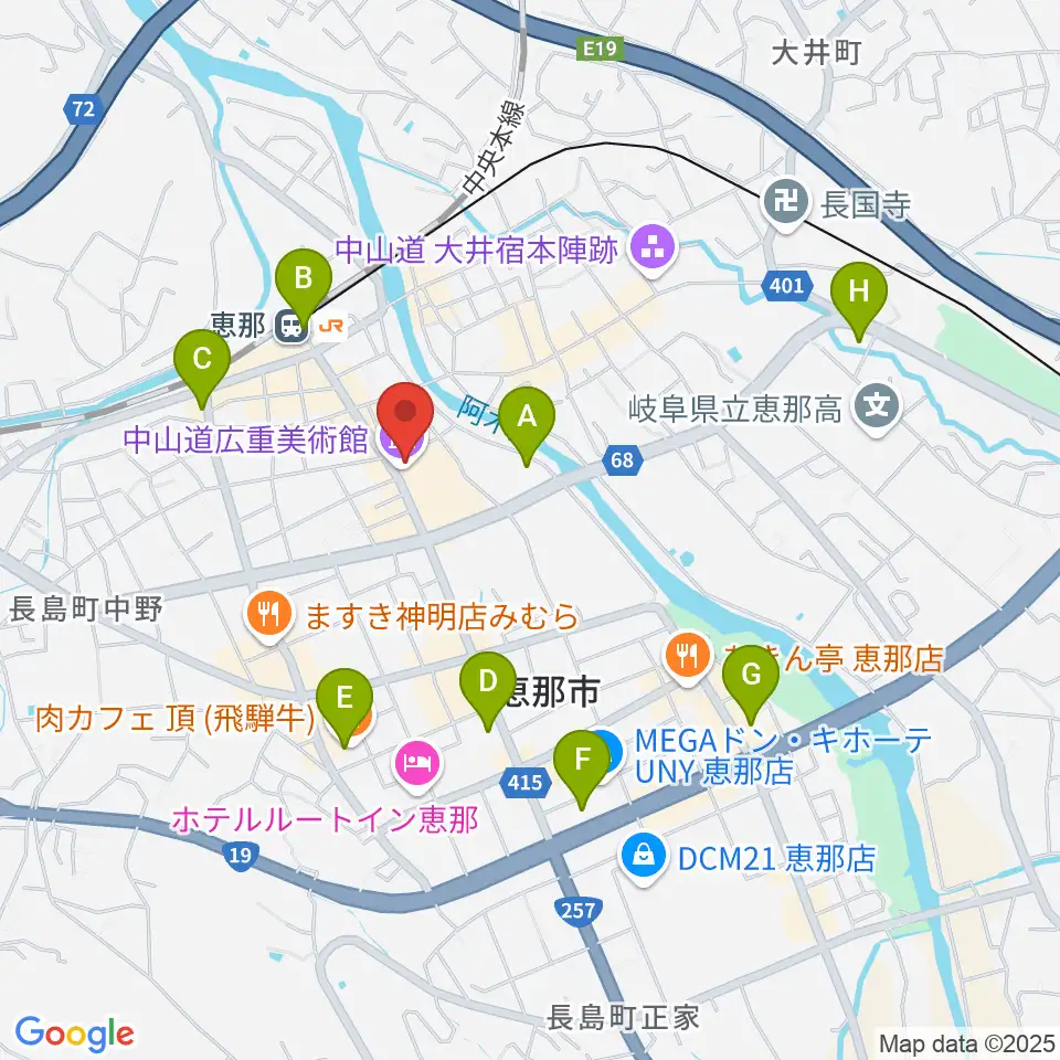 中山道広重美術館周辺のコンビニエンスストア一覧地図