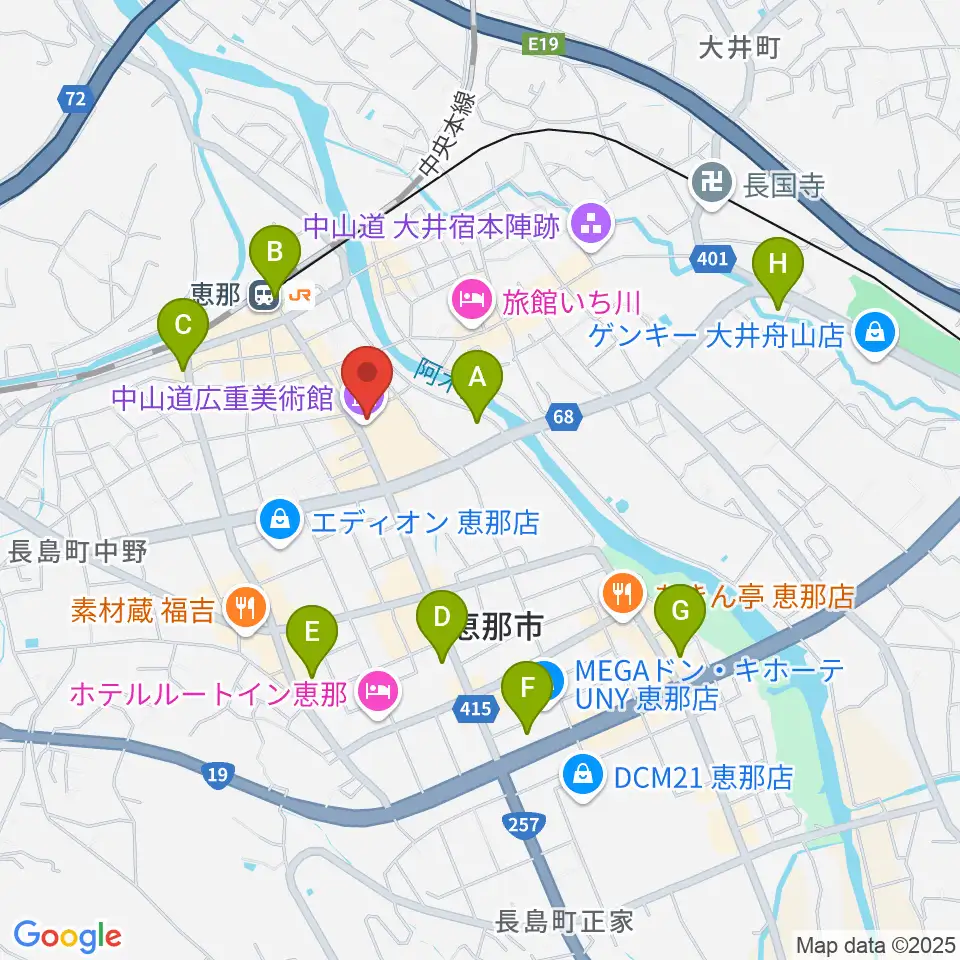 中山道広重美術館周辺のコンビニエンスストア一覧地図