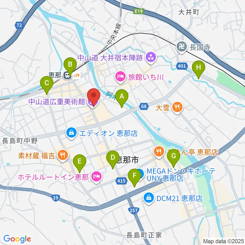 中山道広重美術館周辺のコンビニエンスストア一覧地図