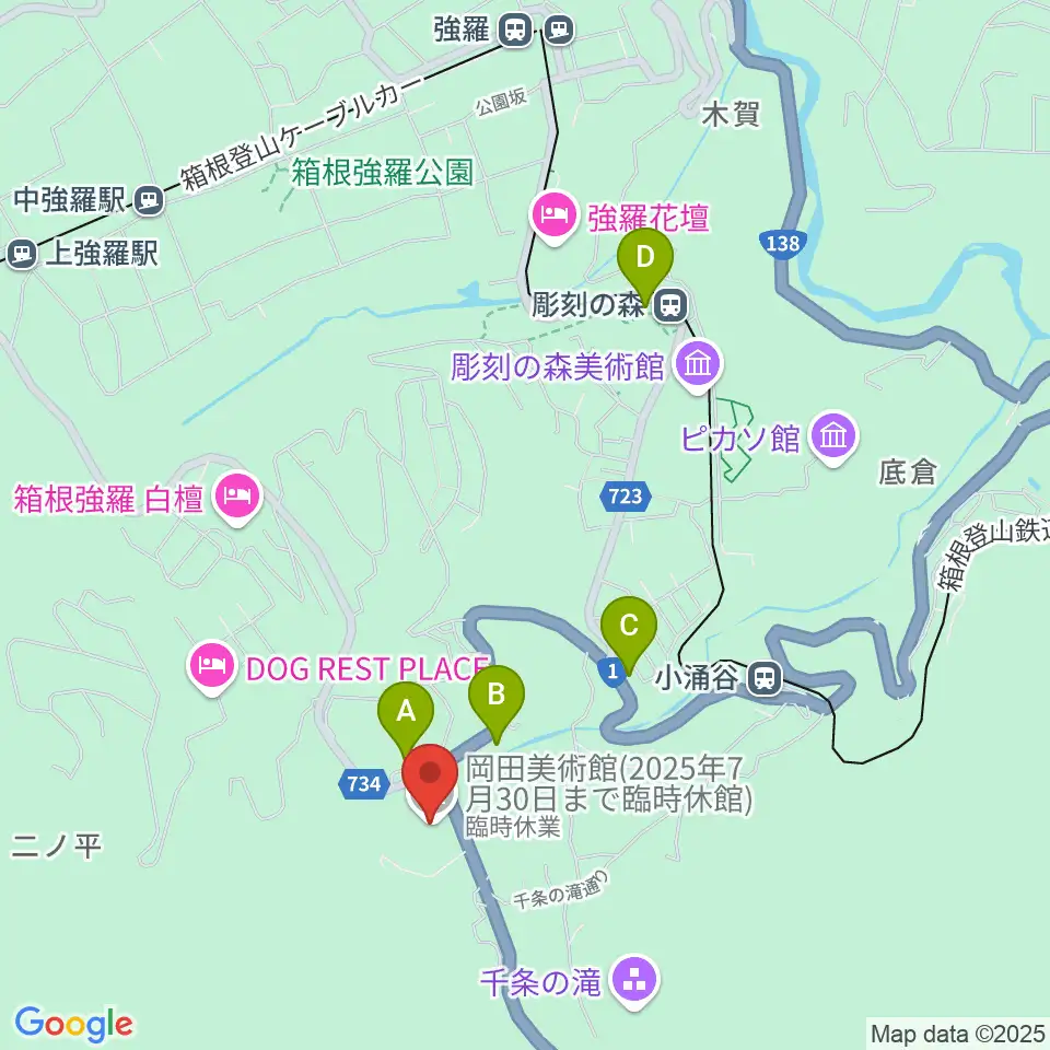 岡田美術館周辺のコンビニエンスストア一覧地図