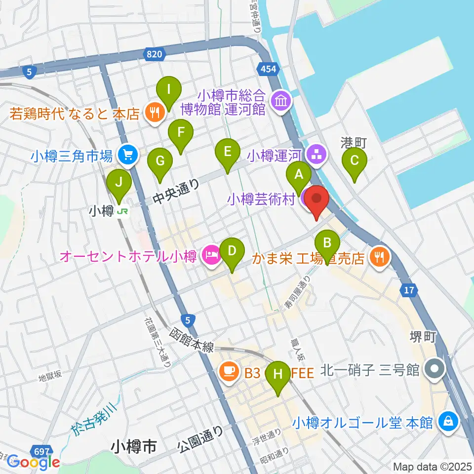 小樽芸術村 似鳥美術館周辺のコンビニエンスストア一覧地図