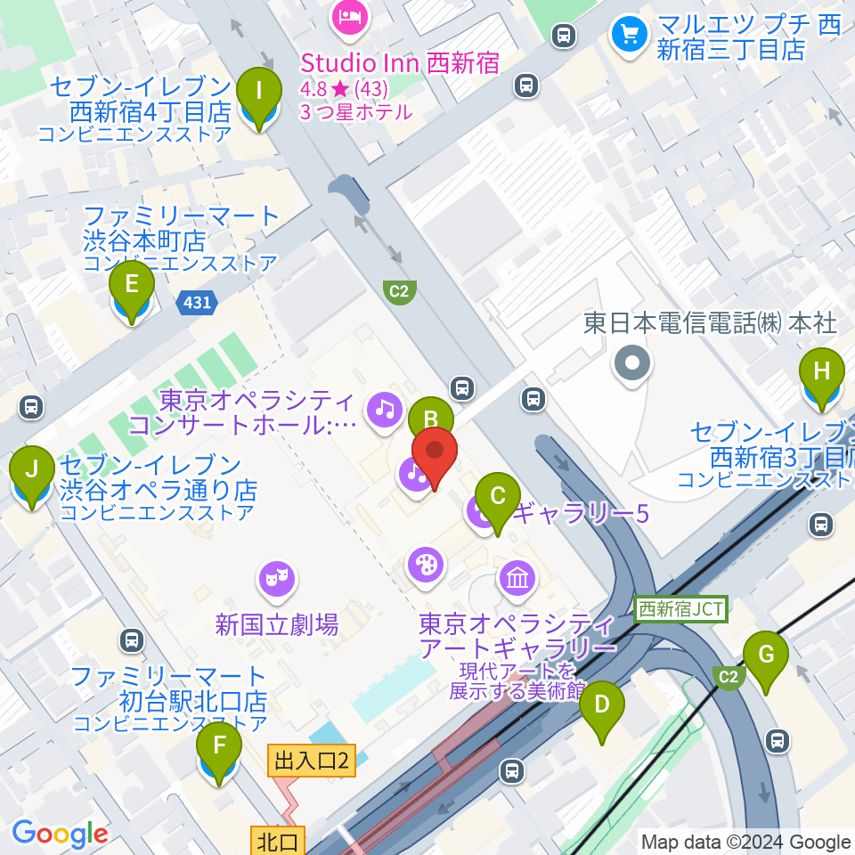 東京オペラシティアートギャラリー周辺のコンビニエンスストア一覧地図