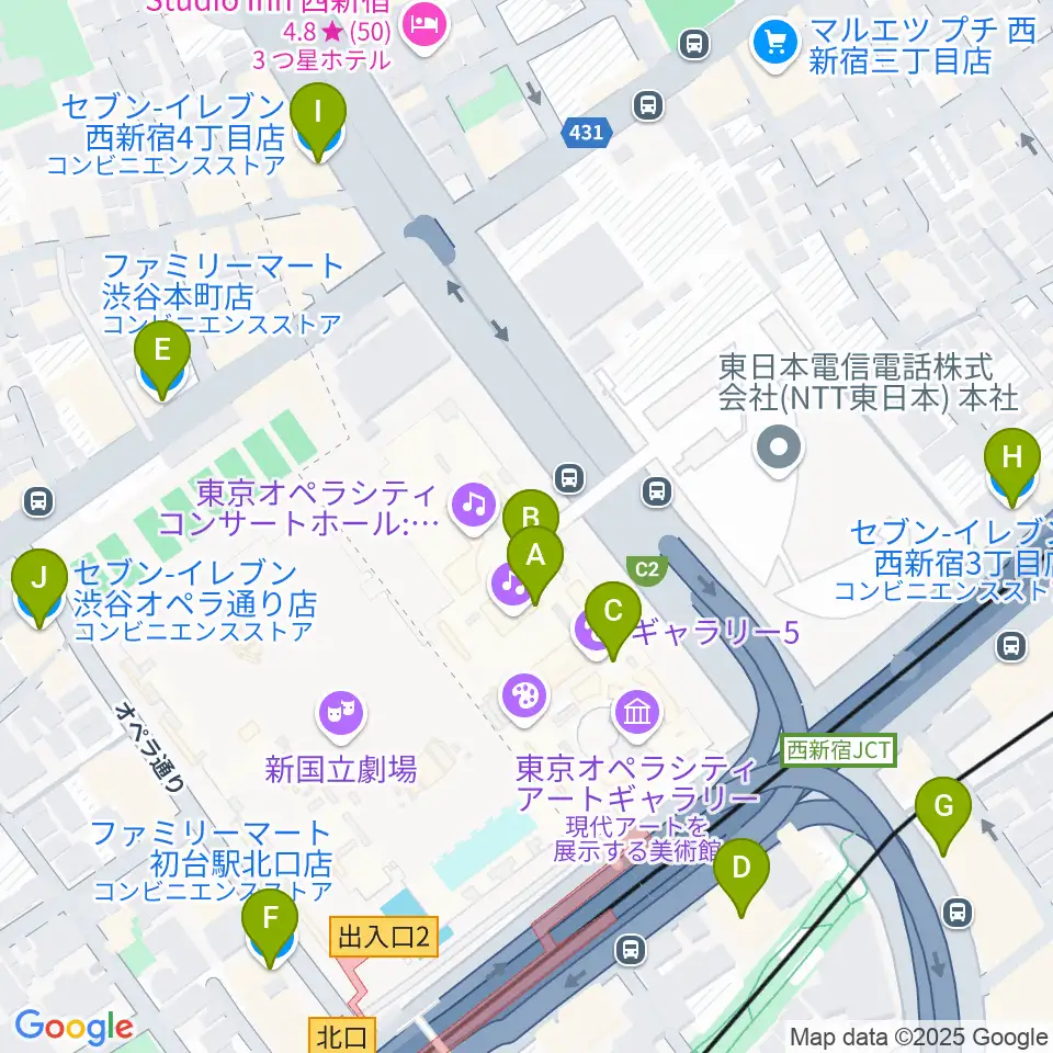 東京オペラシティアートギャラリー周辺のコンビニエンスストア一覧地図