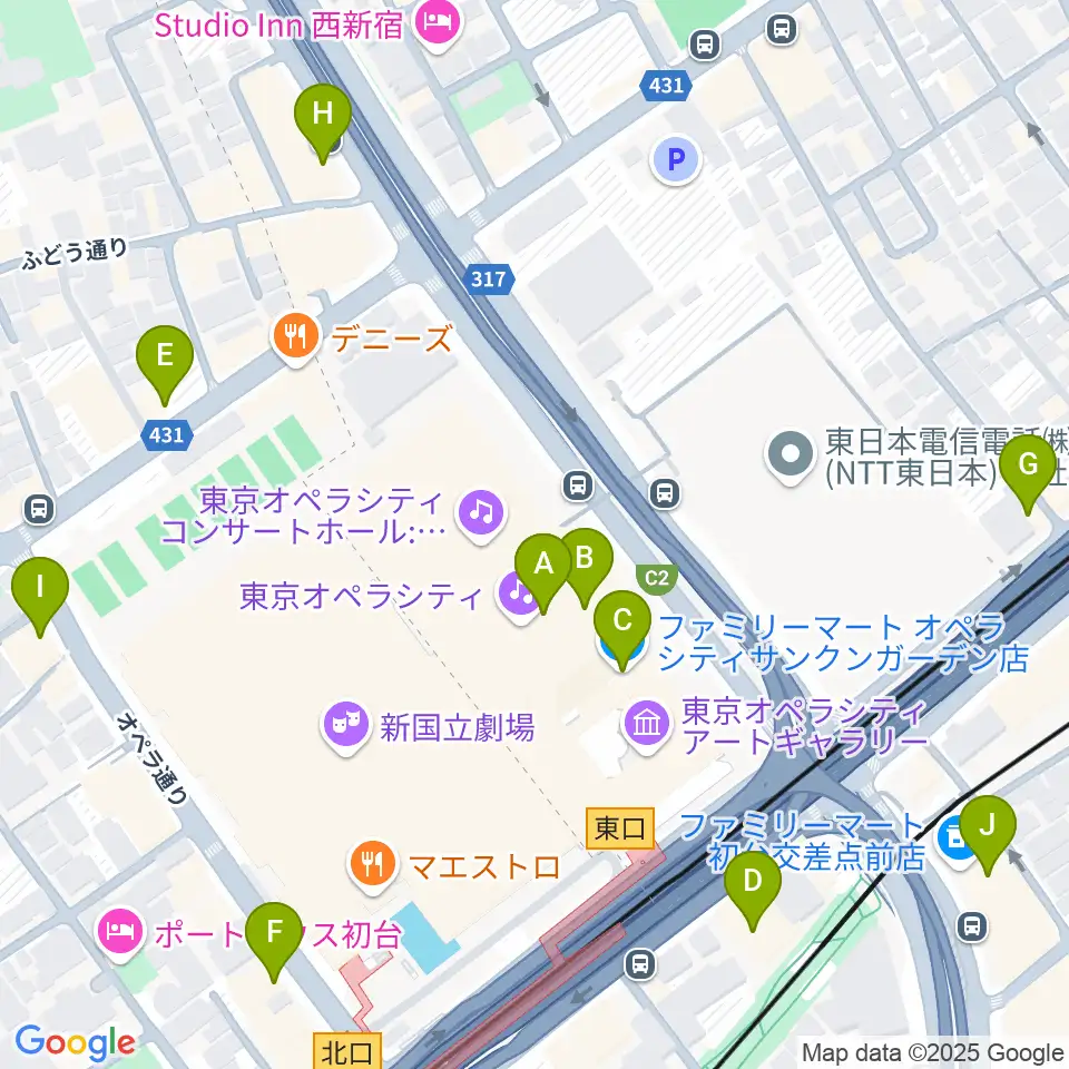 東京オペラシティアートギャラリー周辺のコンビニエンスストア一覧地図
