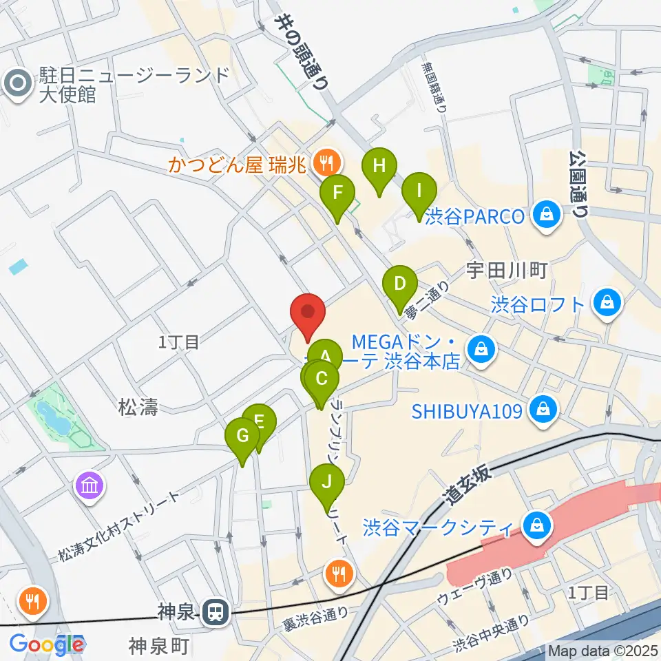 Bunkamuraザ・ミュージアム周辺のコンビニエンスストア一覧地図