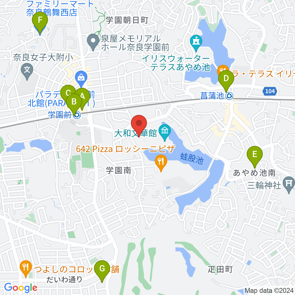 大和文華館周辺のコンビニエンスストア一覧地図