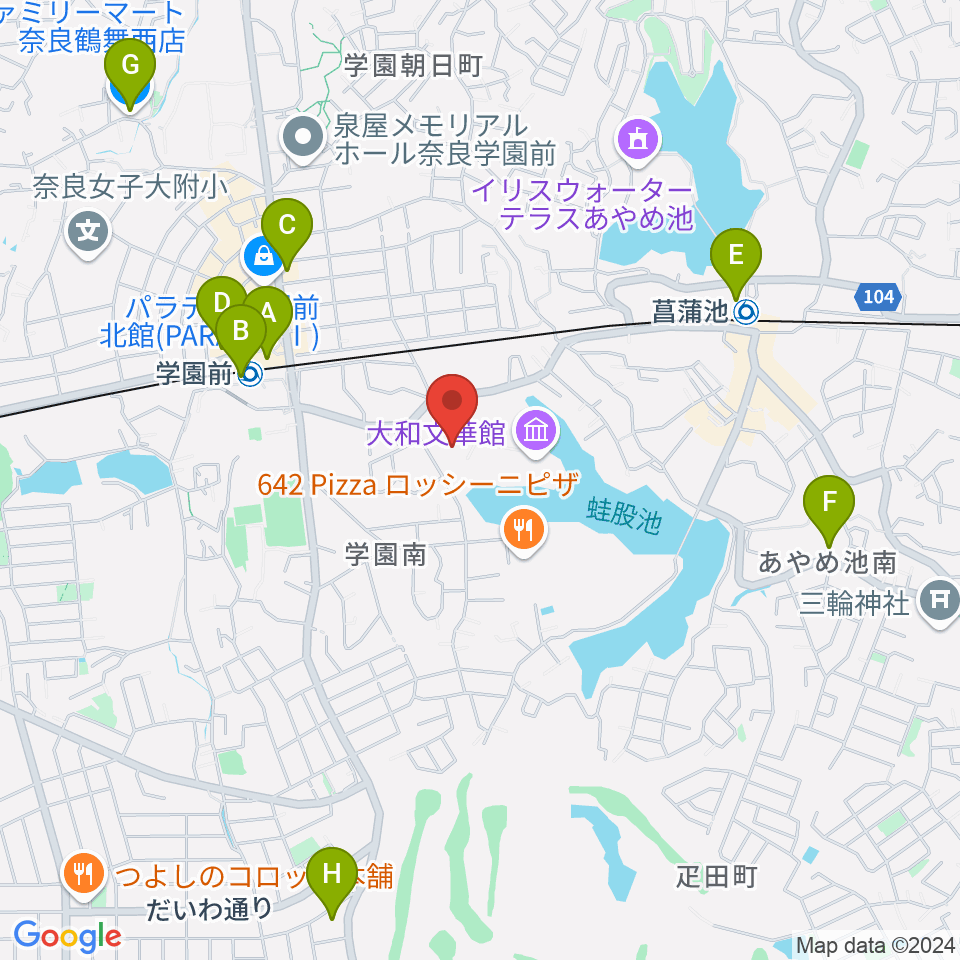 大和文華館周辺のコンビニエンスストア一覧地図