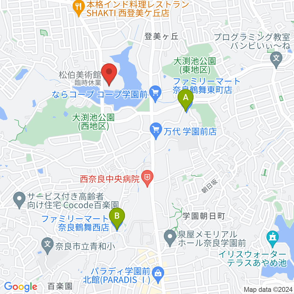 松伯美術館周辺のコンビニエンスストア一覧地図