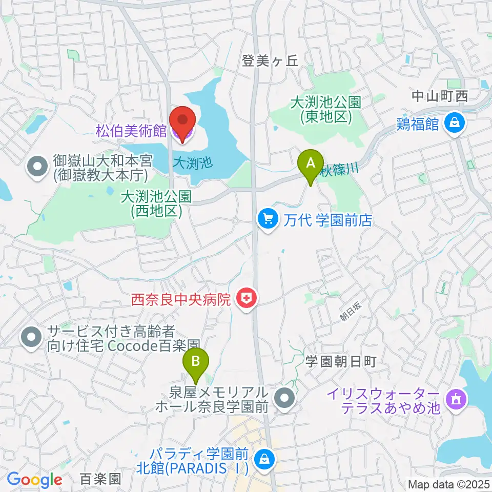 松伯美術館周辺のコンビニエンスストア一覧地図