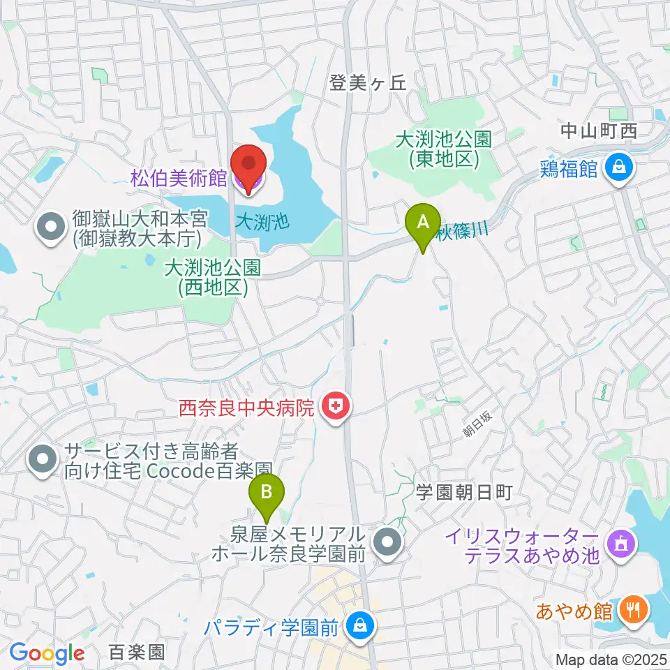 松伯美術館周辺のコンビニエンスストア一覧地図