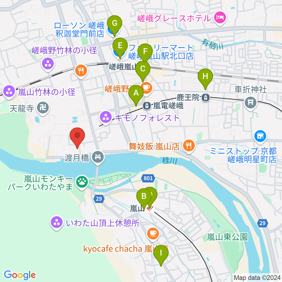 福田美術館周辺のコンビニエンスストア一覧地図