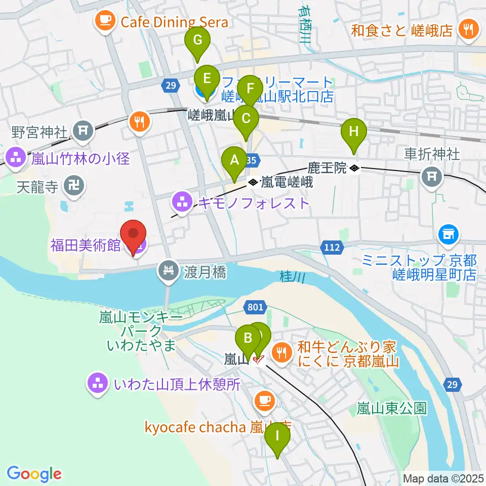 福田美術館周辺のコンビニエンスストア一覧地図