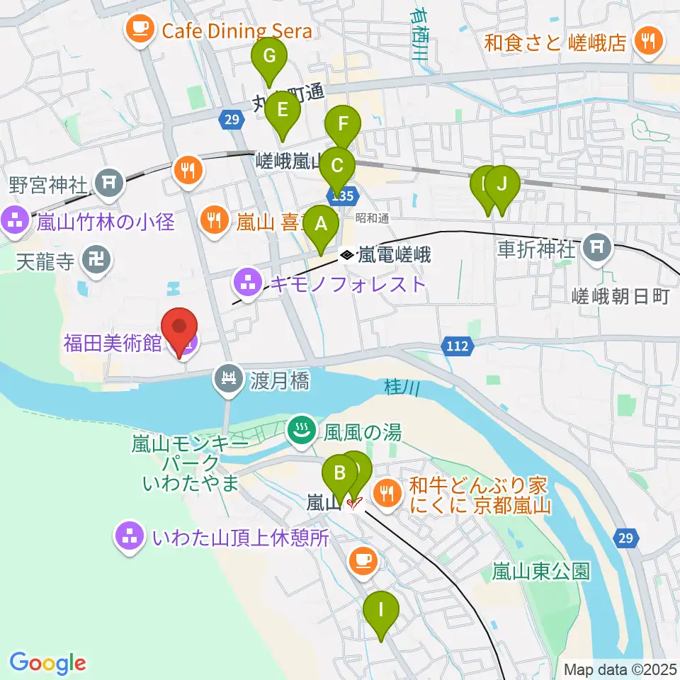 福田美術館周辺のコンビニエンスストア一覧地図