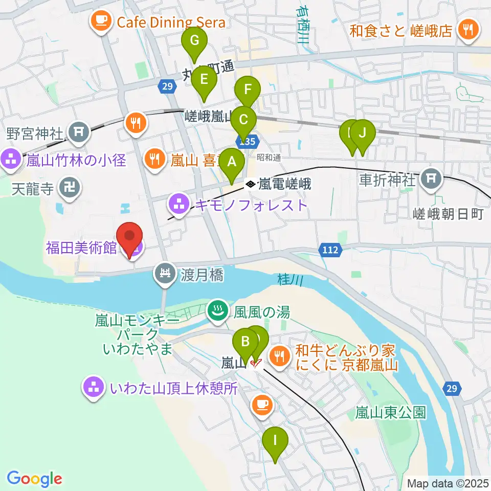 福田美術館周辺のコンビニエンスストア一覧地図