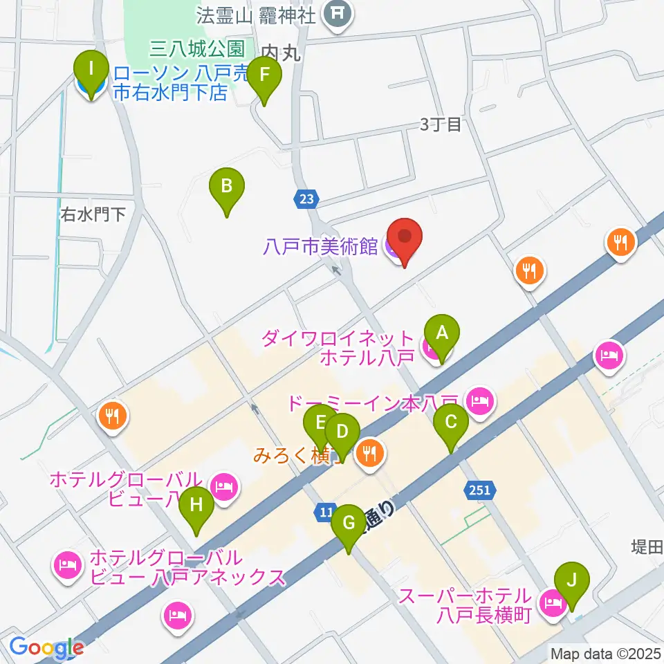 八戸市美術館周辺のコンビニエンスストア一覧地図