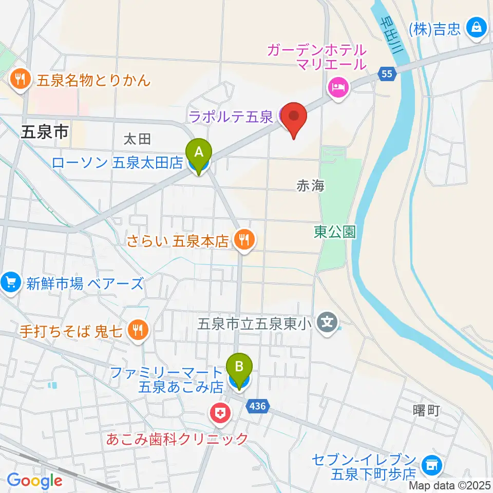 ラポルテ五泉周辺のコンビニエンスストア一覧地図