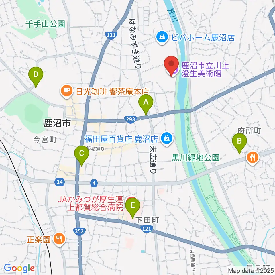 鹿沼市立川上澄生美術館周辺のコンビニエンスストア一覧地図