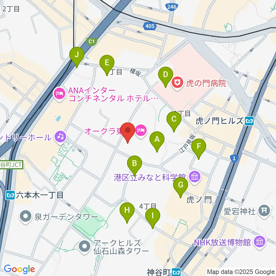 大倉集古館周辺のコンビニエンスストア一覧地図
