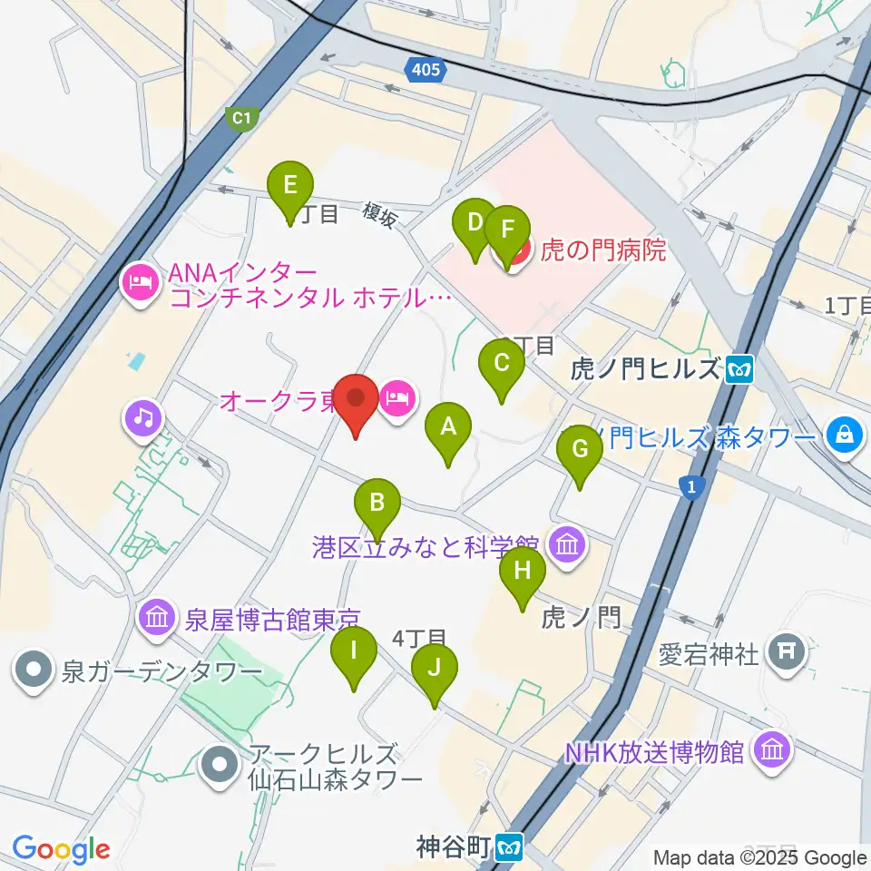 大倉集古館周辺のコンビニエンスストア一覧地図