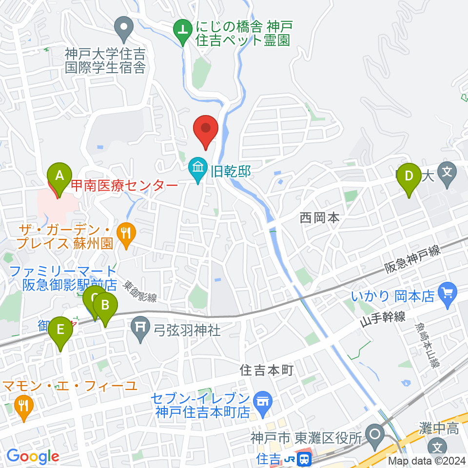 白鶴美術館周辺のコンビニエンスストア一覧地図