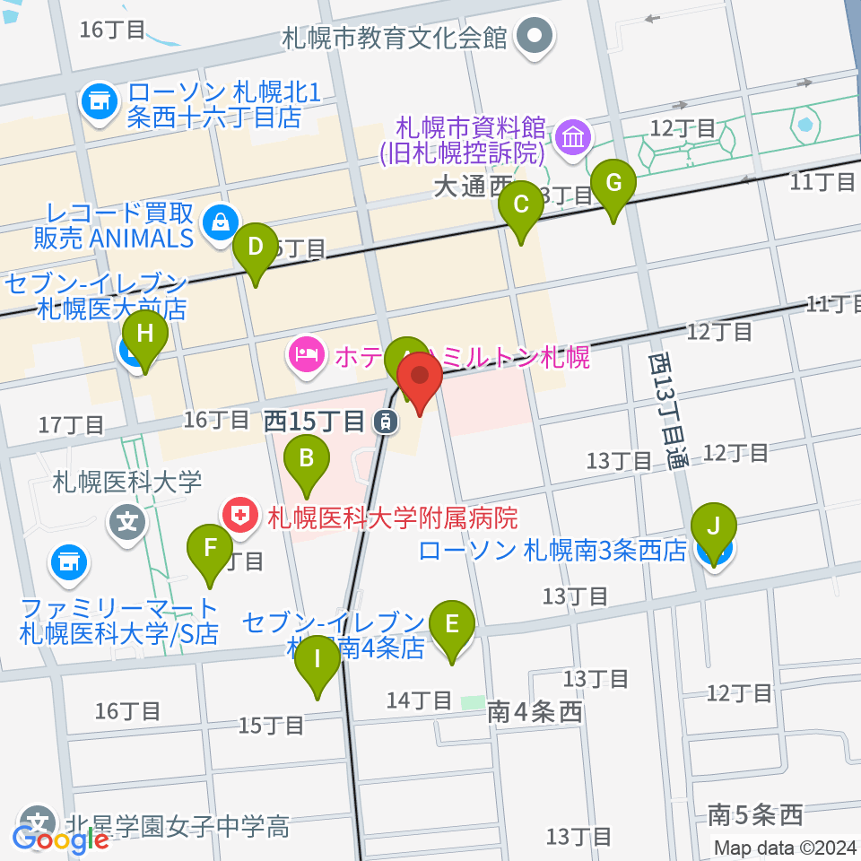 ウィステリアホール周辺のコンビニエンスストア一覧地図