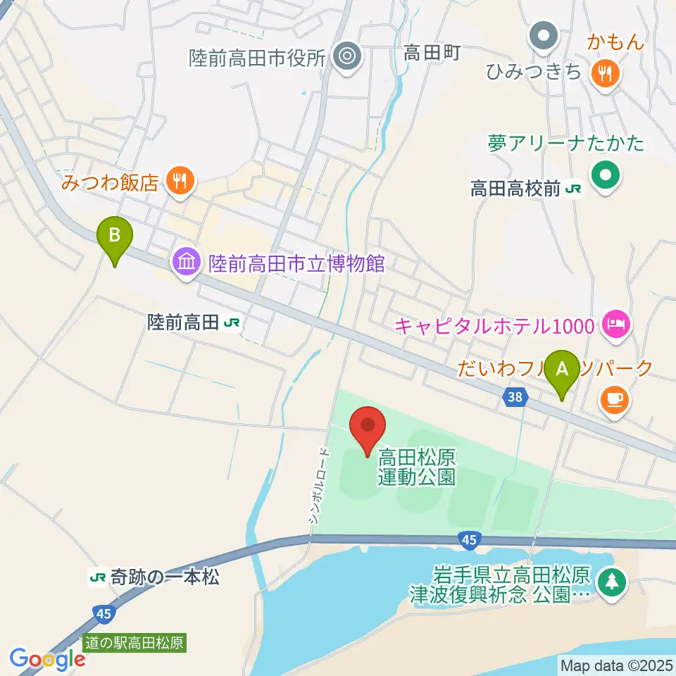 楽天イーグルス奇跡の一本松球場周辺のコンビニエンスストア一覧地図