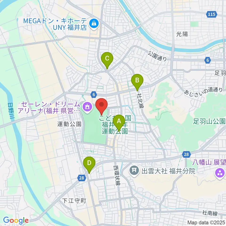 福井県営陸上競技場 9.98スタジアム周辺のコンビニエンスストア一覧地図