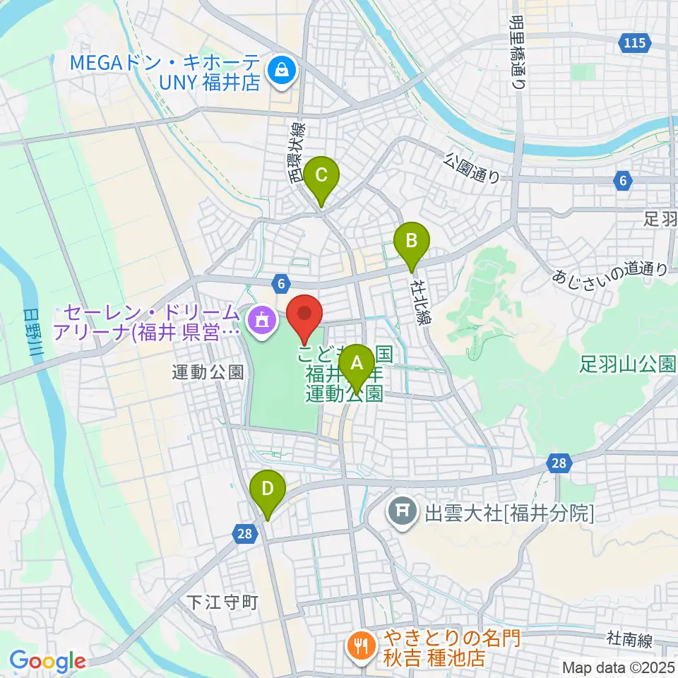 福井県営陸上競技場 9.98スタジアム周辺のコンビニエンスストア一覧地図