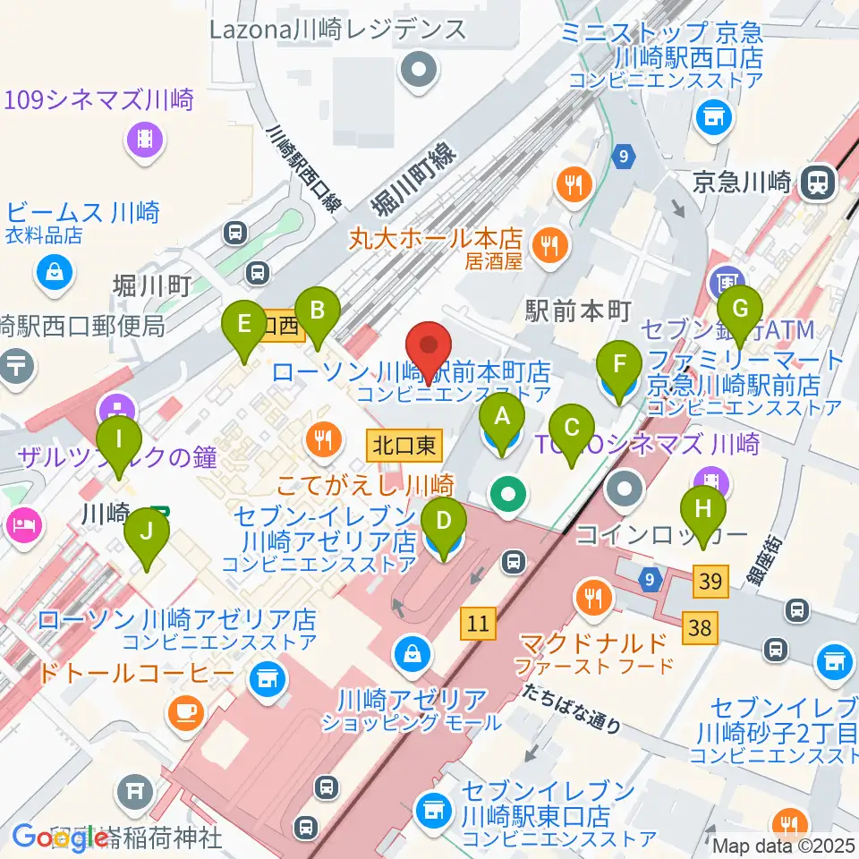 川崎浮世絵ギャラリー周辺のコンビニエンスストア一覧地図