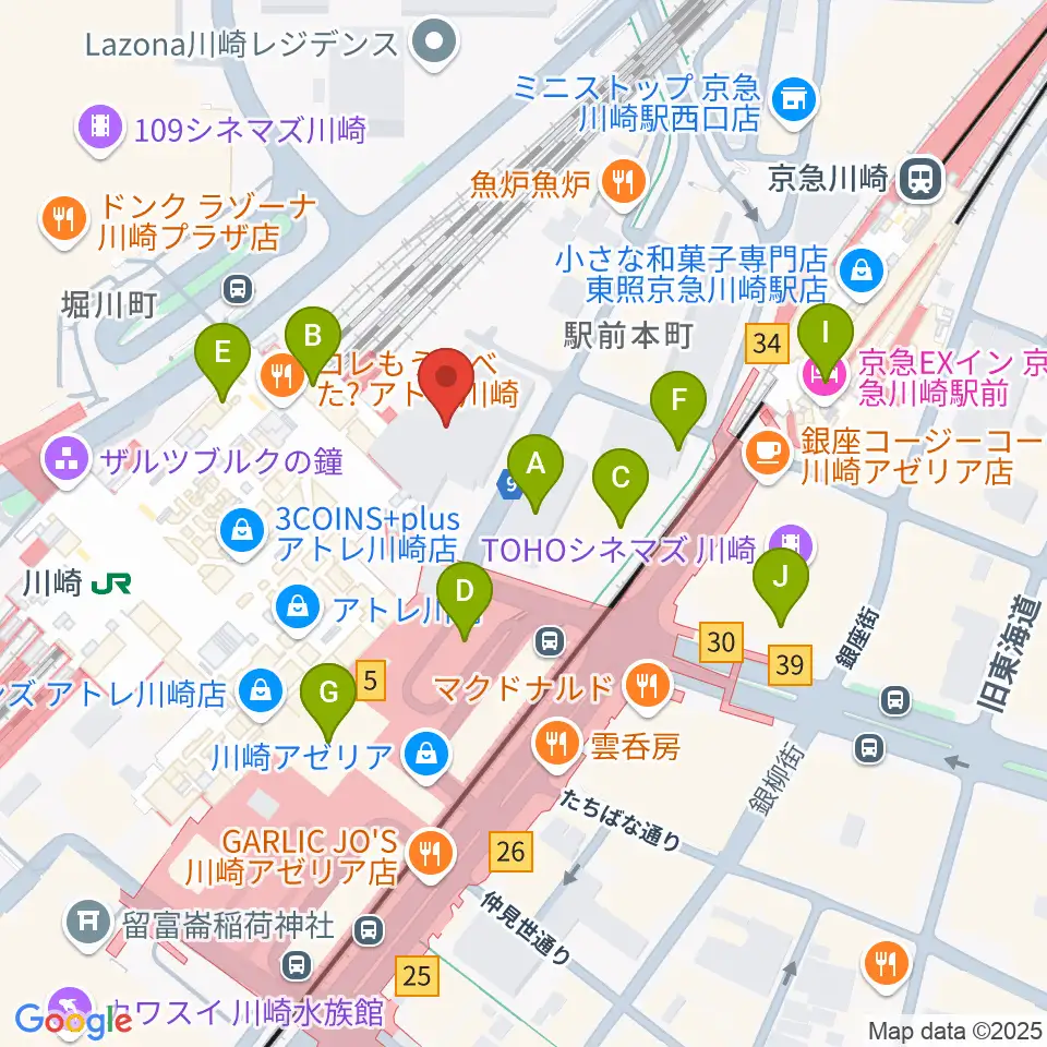川崎浮世絵ギャラリー周辺のコンビニエンスストア一覧地図