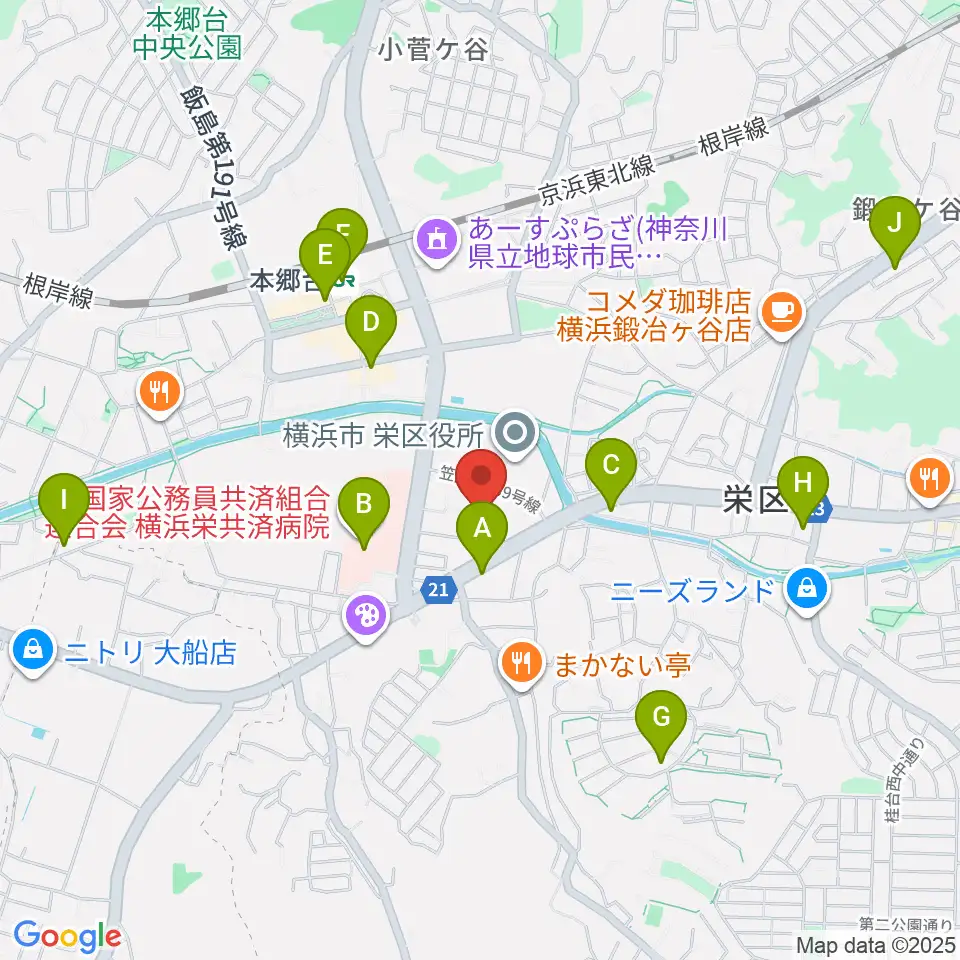 横浜市栄公会堂周辺のコンビニエンスストア一覧地図