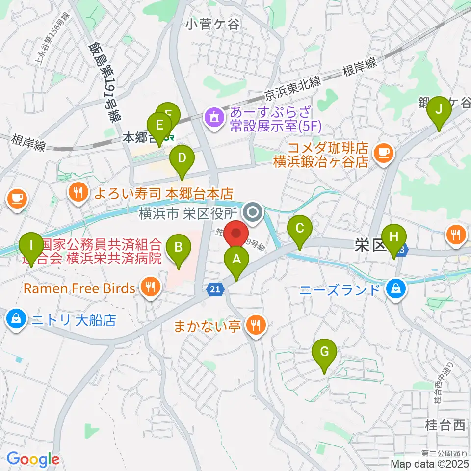 横浜市栄公会堂周辺のコンビニエンスストア一覧地図