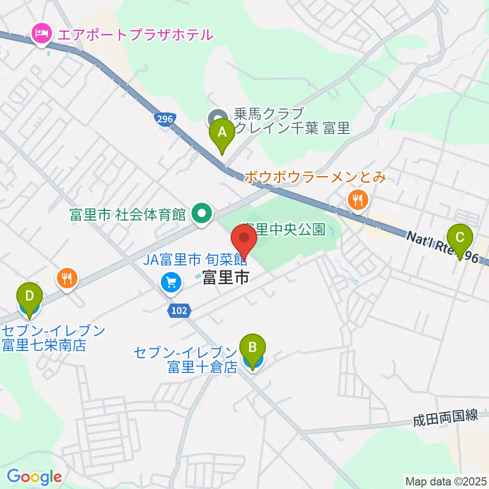 富里中央公民館周辺のコンビニエンスストア一覧地図