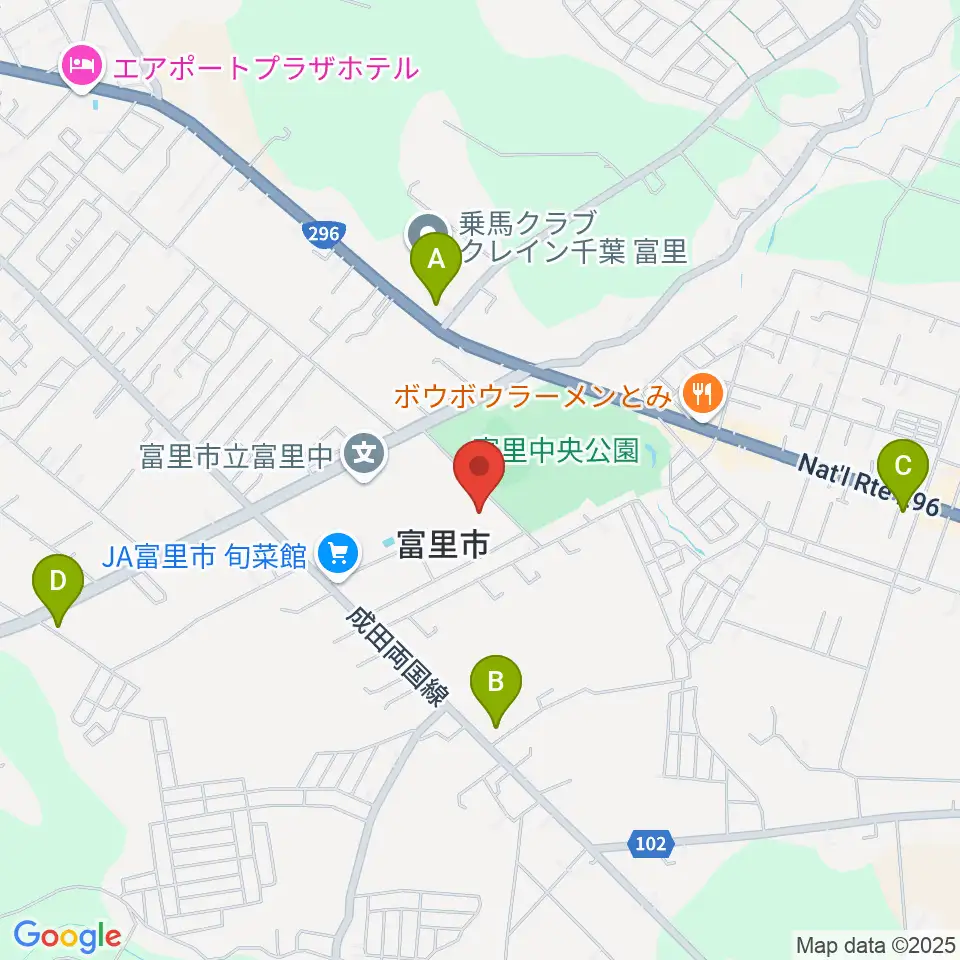 富里中央公民館周辺のコンビニエンスストア一覧地図