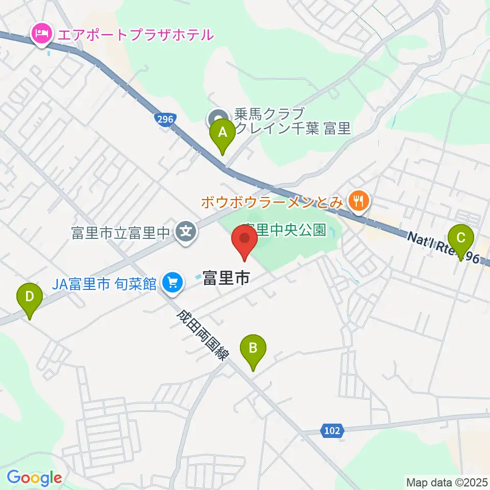 富里中央公民館周辺のコンビニエンスストア一覧地図