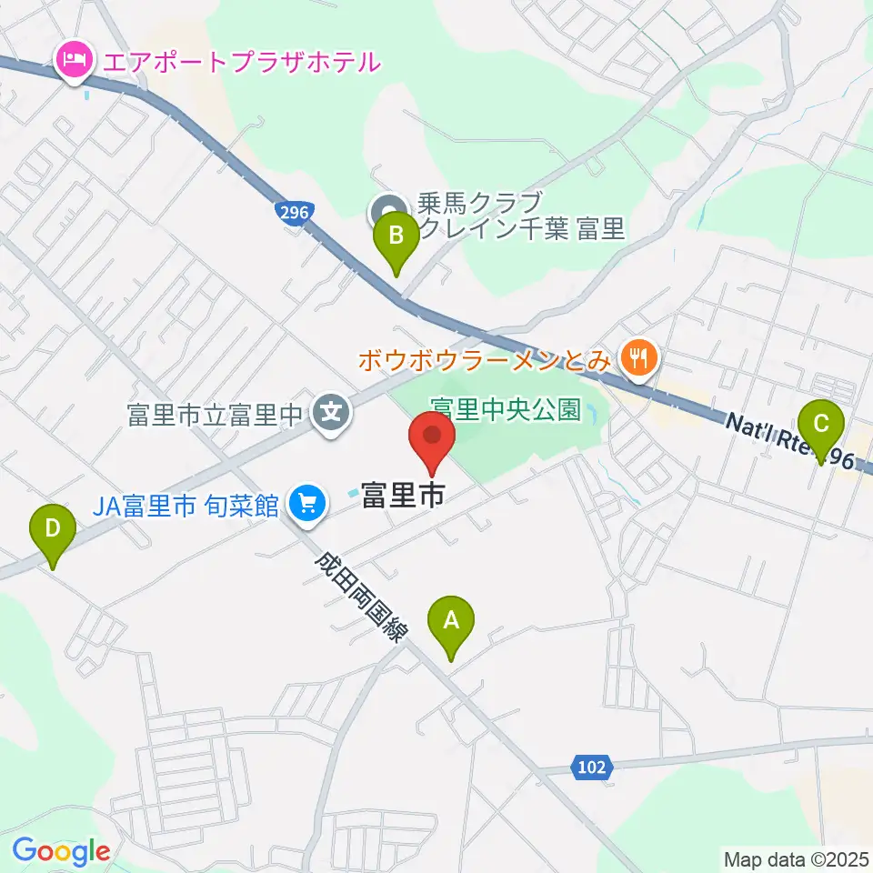 富里中央公民館周辺のコンビニエンスストア一覧地図