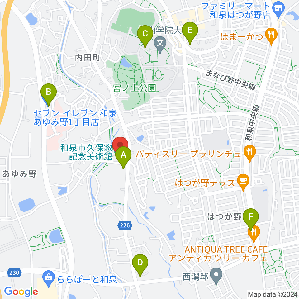 和泉市久保惣記念美術館周辺のコンビニエンスストア一覧地図
