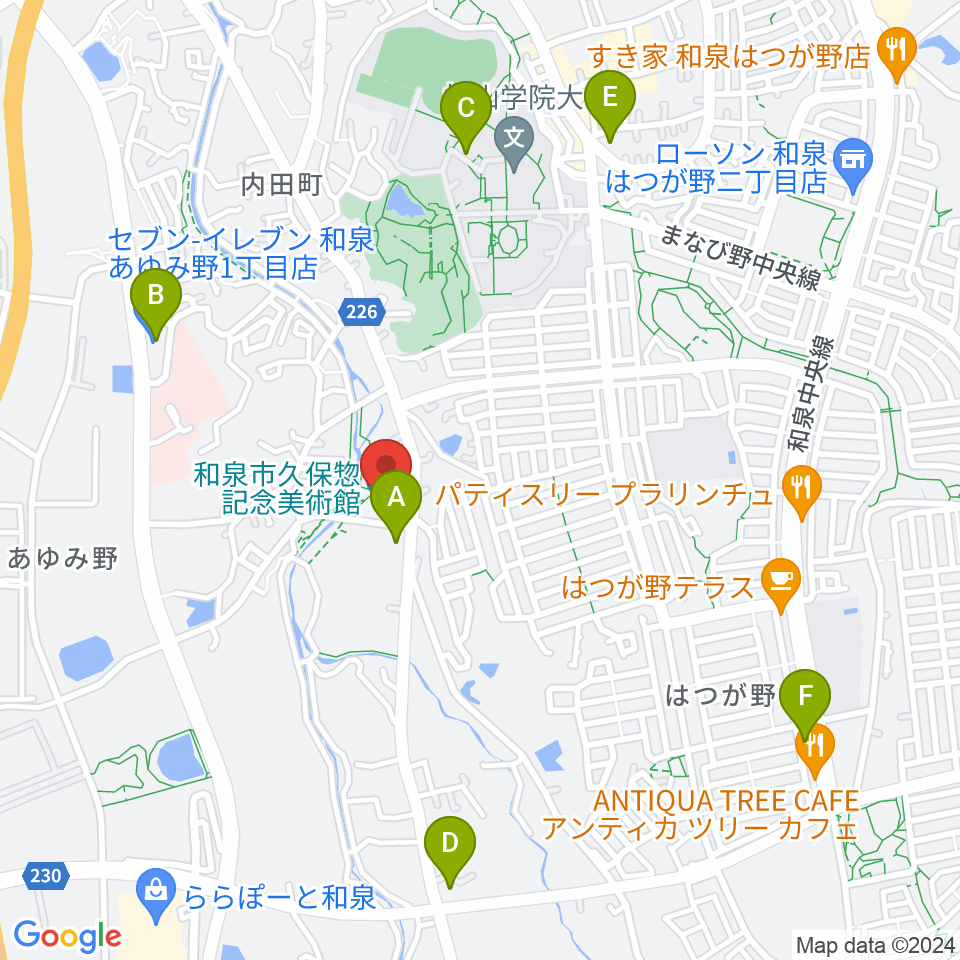 和泉市久保惣記念美術館周辺のコンビニエンスストア一覧地図