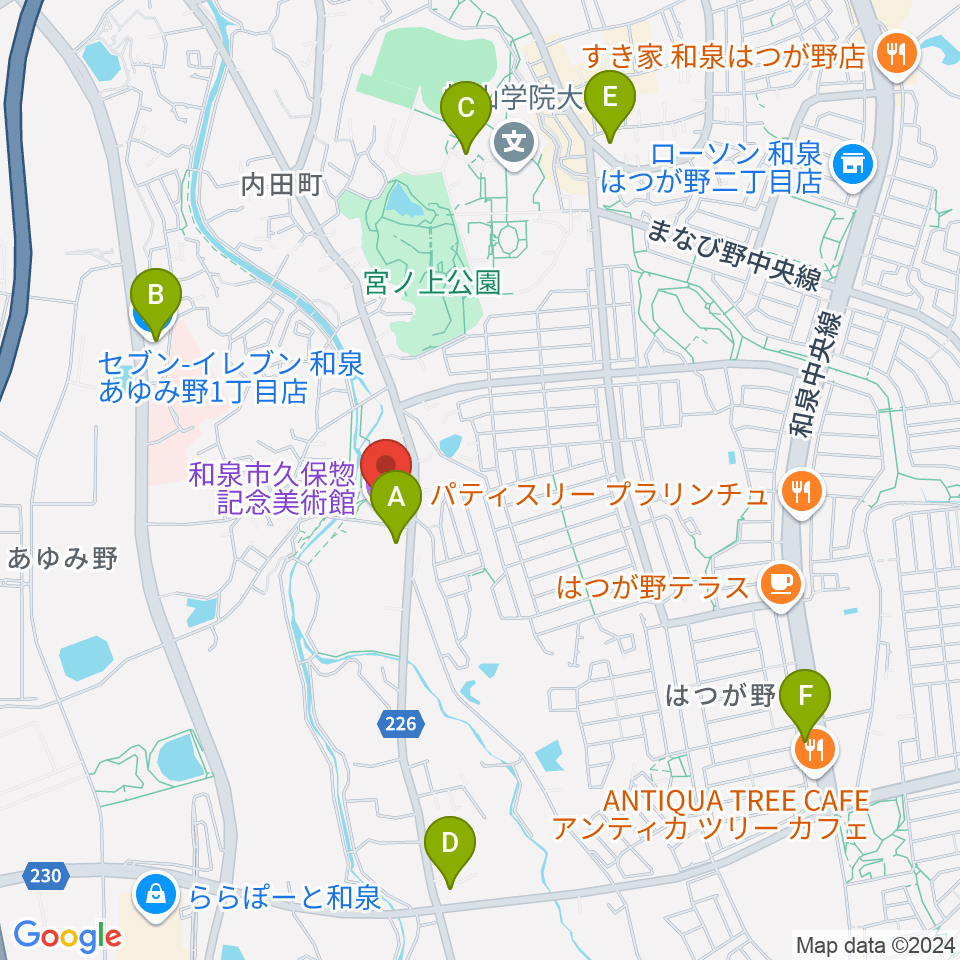 和泉市久保惣記念美術館周辺のコンビニエンスストア一覧地図