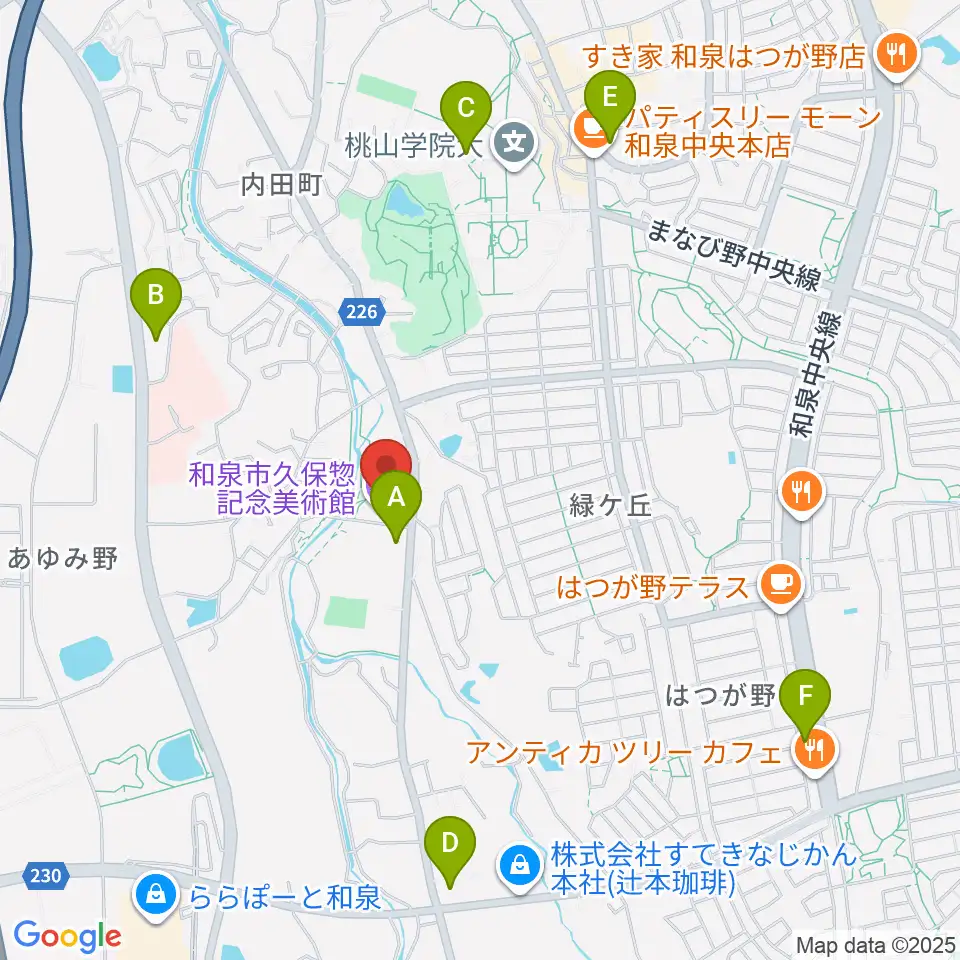 和泉市久保惣記念美術館周辺のコンビニエンスストア一覧地図