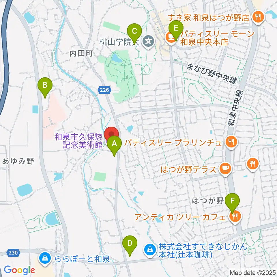 和泉市久保惣記念美術館周辺のコンビニエンスストア一覧地図