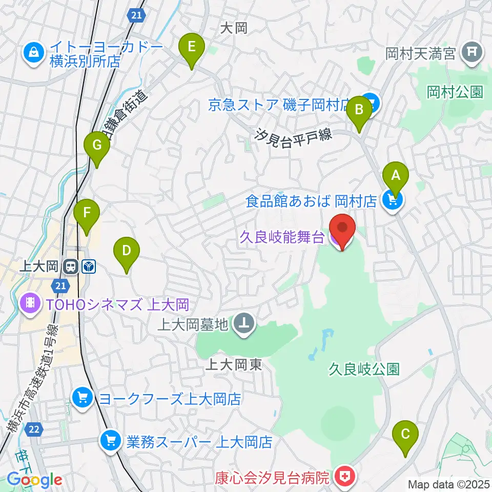久良岐能舞台周辺のコンビニエンスストア一覧地図