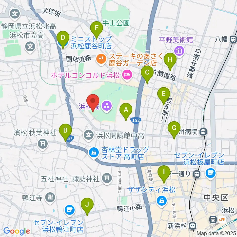浜松市美術館周辺のコンビニエンスストア一覧地図