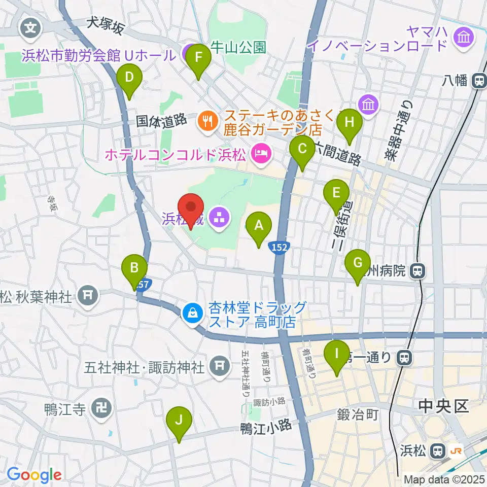 浜松市美術館周辺のコンビニエンスストア一覧地図