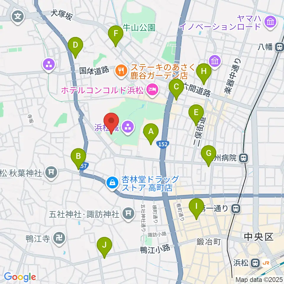 浜松市美術館周辺のコンビニエンスストア一覧地図