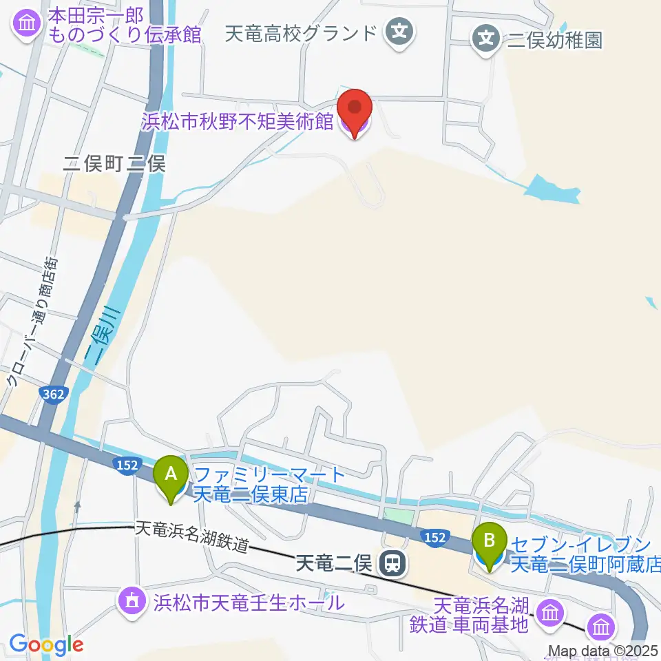 浜松市秋野不矩美術館周辺のコンビニエンスストア一覧地図